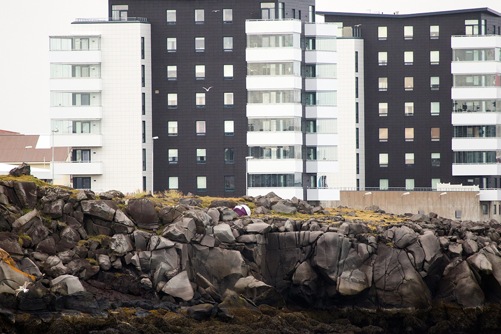 A tent above the rocky coast