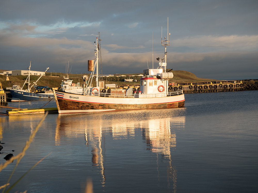 A boat in the golden light of the setting sun