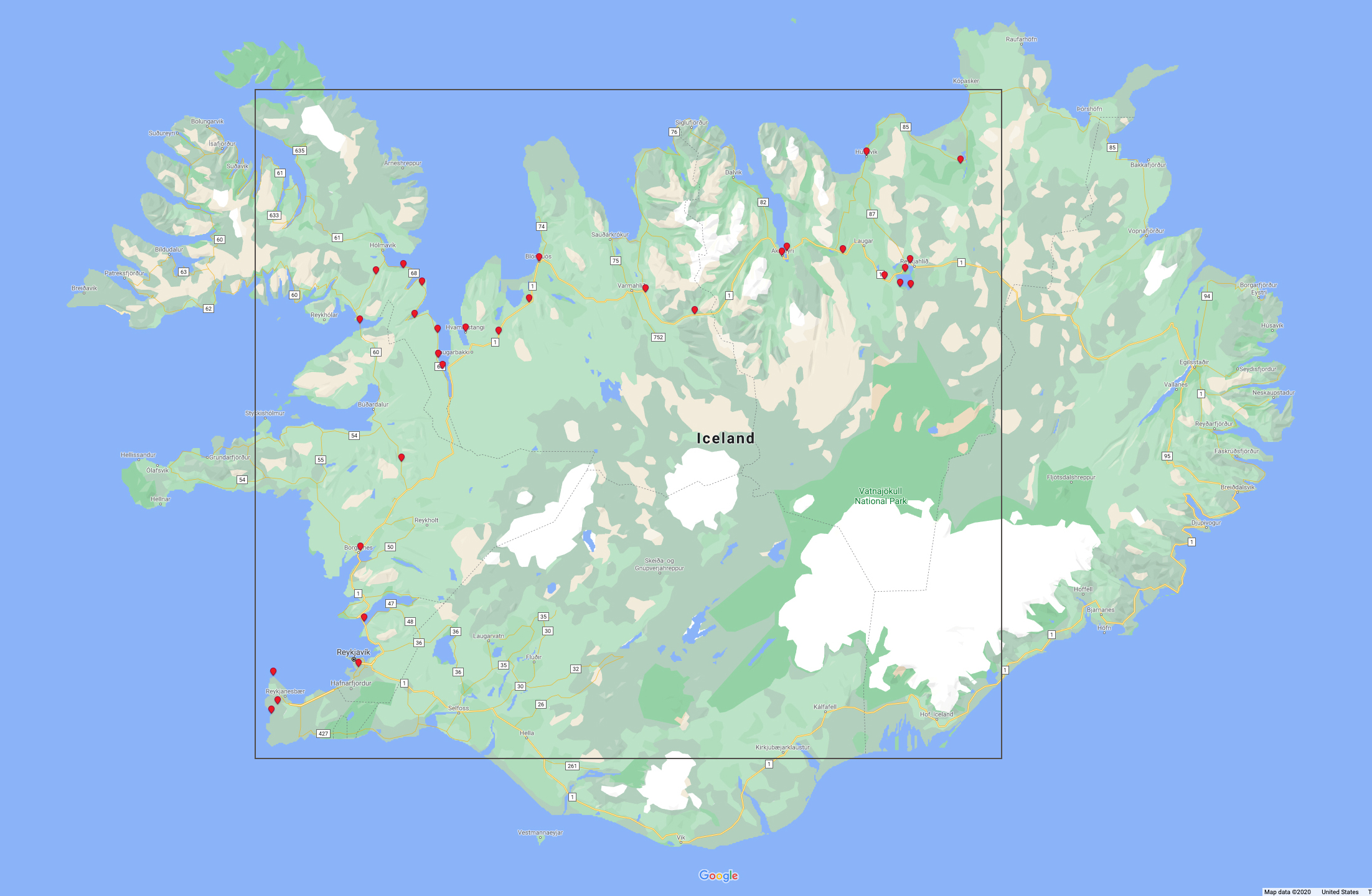 Iceland map